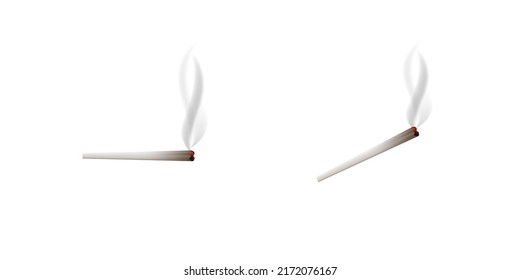 Dope Weed Cigarette Spliff Vector Illustration. Hashish Pipe, Cannabis Rolled In Paper.