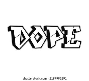 Dope word trippy psychedelic graffiti style letters.Vector hand drawn doodle cartoon logo dope illustration. Funny cool trippy letters, fashion, graffiti style print for t-shirt, poster
