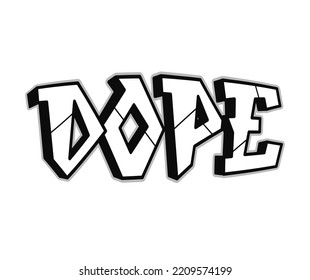 Dope word trippy psychedelic graffiti style letters.Vector hand drawn doodle cartoon logo dope illustration. Funny cool trippy letters, fashion, graffiti style print for t-shirt, poster