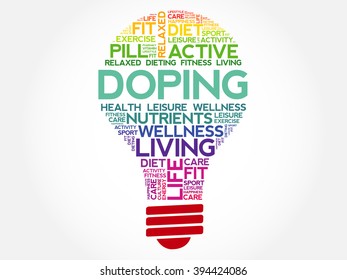 Doping bulb word cloud, health concept background