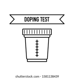 Doping control test. Clean sport concept. Drug free checkup. Simple lined vector illustration. Medical urine exam.