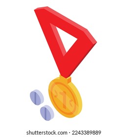 Doping gold medal icon isometric vector. Sport athlete. Woman health