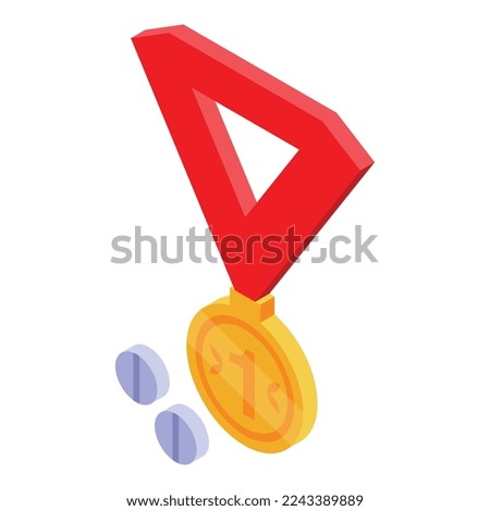 Doping gold medal icon isometric vector. Sport athlete. Woman health