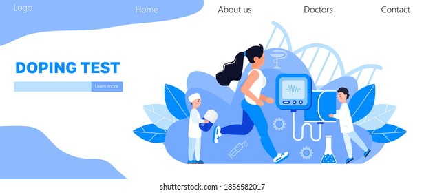 Doping test, anabolic steroids concepts vector. Sports medicine vector concept for landing page. Sports medical services, doping control, use of stimulants.  