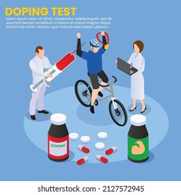 Doping test for bicycle athlete isometric 3d vector concept for banner, website, illustration, landing page, flyer, etc.