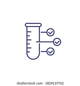 prueba de dopaje, icono de línea de análisis de laboratorio con tubo de prueba
