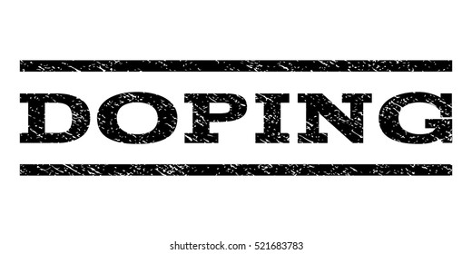 Doping watermark stamp. Text tag between horizontal parallel lines with grunge design style. Rubber seal black stamp with unclean texture. Vector ink imprint on a white background.