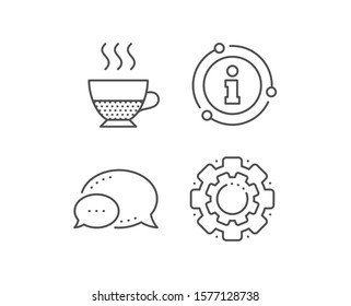 Doppio coffee icon. Chat bubble, info sign elements. Hot drink sign. Beverage symbol. Linear doppio outline icon. Information bubble. Vector