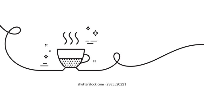 Doppio coffee icon. Continuous one line with curl. Hot drink sign. Beverage symbol. Doppio single outline ribbon. Loop curve pattern. Vector