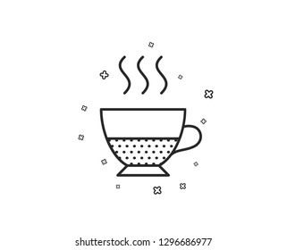 Doppio coffee icon. Hot drink sign. Beverage symbol. Geometric shapes. Random cross elements. Linear Doppio icon design. Vector