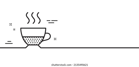 Doppio coffee icon. Hot drink sign. Beverage symbol. Minimal line illustration background. Doppio line icon pattern banner. White web template concept. Vector