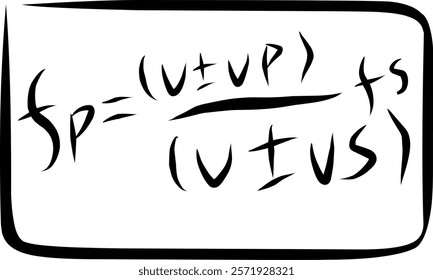 Doppler effect physics formula on sound waves in Doodle style