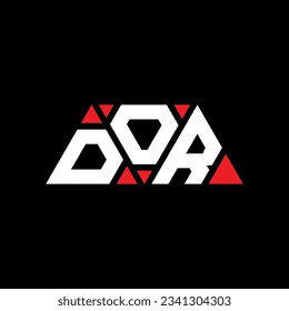 DOR triangle letter logo design with triangle shape. DOR triangle logo design monogram. DOR triangle vector logo template with red color. DOR triangular logo Simple, Elegant, and Luxurious design.