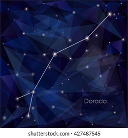 Dorado constellation in night sky, background is a triangulation