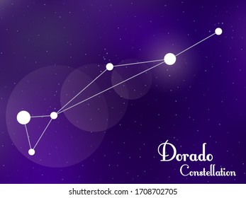 Dorado constellation. Starry night sky. Cluster of stars, galaxy. Deep space. Vector illustration