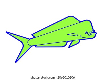 Dorado fish isolated. Mahi Mahi saltwater fish. vector illustration