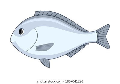 Dorado fish on a white background. Cartoon style vector illustration