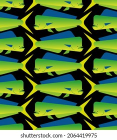 Dorado fish pattern seamless. Mahi Mahi background. vector texture