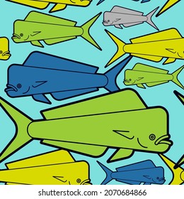 Dorado fish pattern seamless. Mahi Mahi background. vector texture