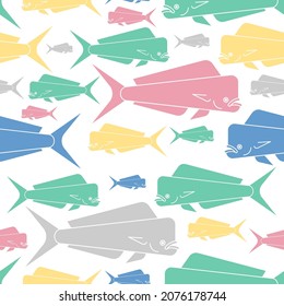 Dorado fish pattern seamless. Mahi Mahi background. vector texture