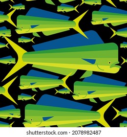 Dorado fish pattern seamless. Mahi Mahi background. vector texture