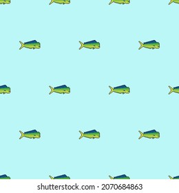 Dorado fish pixel art pattern seamless. 8 bit Mahi Mahi pixelated. vector texture