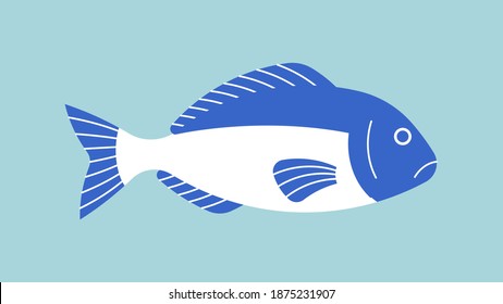 Dorado fish. Sea fish with white meat. Mediterranean Kitchen. Vector illustration of fresh fish.