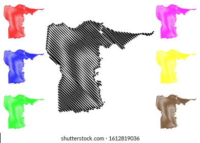 Dorado municipality (Commonwealth of Puerto Rico, Porto Rico, PR, Unincorporated territories of the United States) map vector illustration, scribble sketch Dorado map