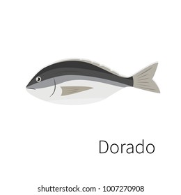 Dorado vector icon. Flat, simple, isolated. Fish icon.