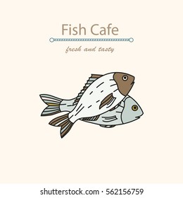 Dorado vector illustrations. Seafood Logo. Color icon. Logo for the fish shop, cafe, restaurant.