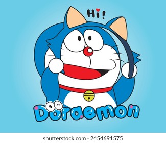 Doraemon Cartoon Characters. Ideal for T-Shirt Designs, Clip Art, and Stickers