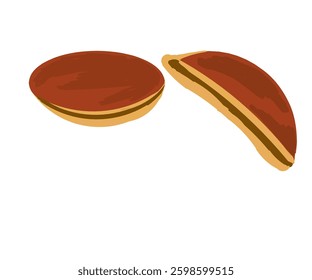Dorayaki cake filled with chocolate vector design