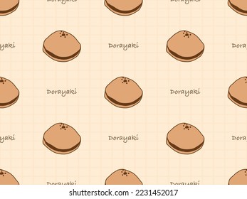 Dorayaki cartoon character seamless pattern on orange background