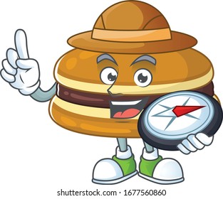 Dorayaki an experienced explorer working using a compass