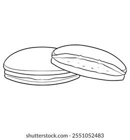 vetor de contorno desenhado à mão da ilustração de dorayaki