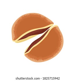 Ilustración gastronómica de Dorayaki en Japón. Un pequeño panqueque con mermelada de frijol.