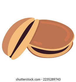 Dorayaki - Japanese Red Bean Pancake.Dessert with red bean filling between two slices of pancakes.