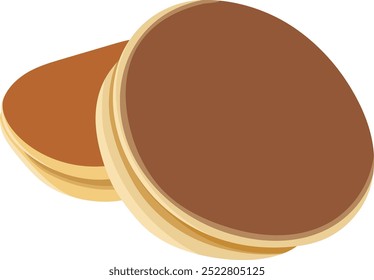 Ilustración japonesa del bocado o del panqueque de los frijoles rojos de Dorayaki aislada en el fondo blanco	