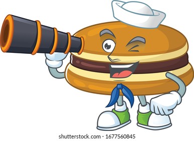 Dorayaki in Sailor cartoon character design with binocular