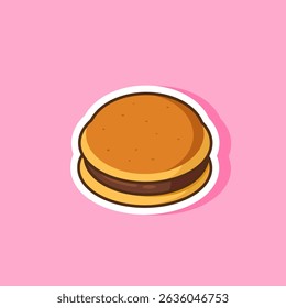 Dorayaki Sticker Delicious Japanese Sweet Treat Vector Illustration
