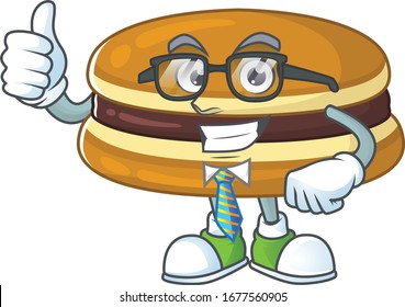 Dorayaki successful Businessman cartoon design with glasses and tie