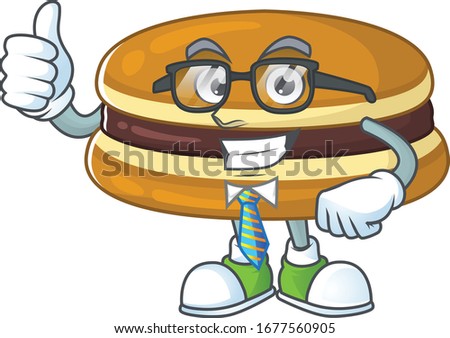 Dorayaki successful Businessman cartoon design with glasses and tie