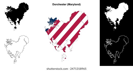 Dorchester County (Maryland) outline map set