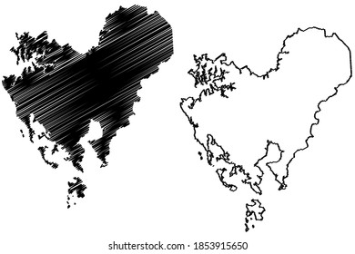 Dorchester County, Maryland (U.S. county, United States of America, USA, U.S., US) map vector illustration, scribble sketch Dorchester map