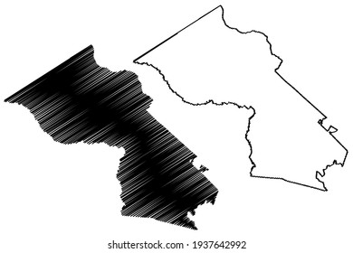 Dorchester County, State of South Carolina (U.S. county, United States of America) map vector illustration, scribble sketch Dorchester map