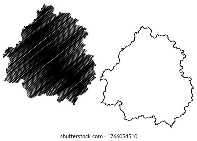 Dordogne Department (France, French Republic, Nouvelle-Aquitaine region) map vector illustration, scribble sketch Dordogne map