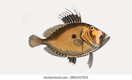 Doree, fish vintage illustration isolated on white, vector.