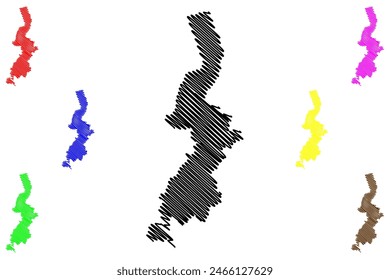 Ilustración vectorial de mapas, mapa de dibujo a mano alzada, municipio de Rio Preto (estado de Espírito Santo, municipios de Brasil, República Federativa de Brasil)