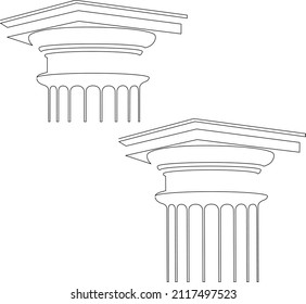 Doric capital, classical Greek architectural order. Continuous line drawing vector illustration