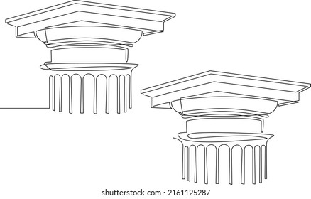 Doric Capital, Classical Greek Architectural Order. Continuous Line Drawing, Vector Illustration.